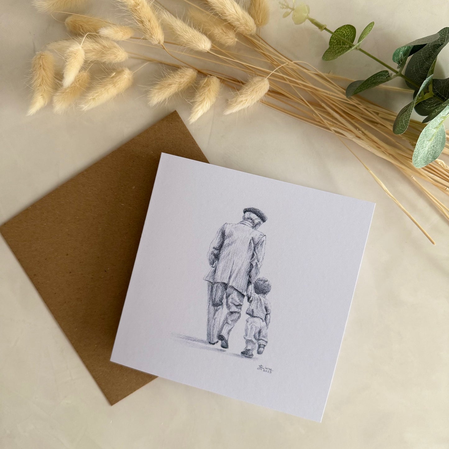 Pack of 5 Square High Quality Greetings Cards - Abuelo & Me