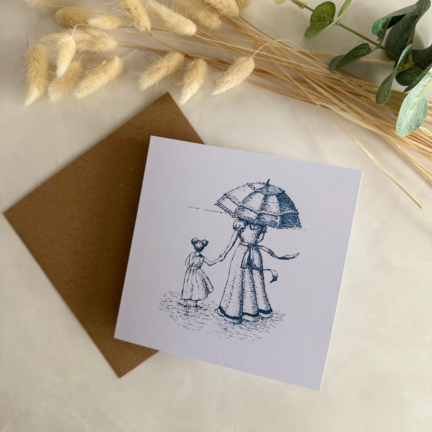 Pack of 5 Square High Quality Greetings Cards - Me & My Girl