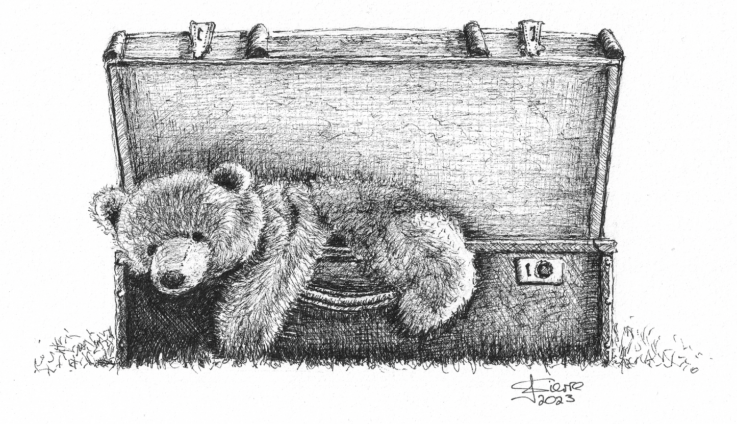 Pack of 5 Square High Quality Greetings Cards - Bear in Case