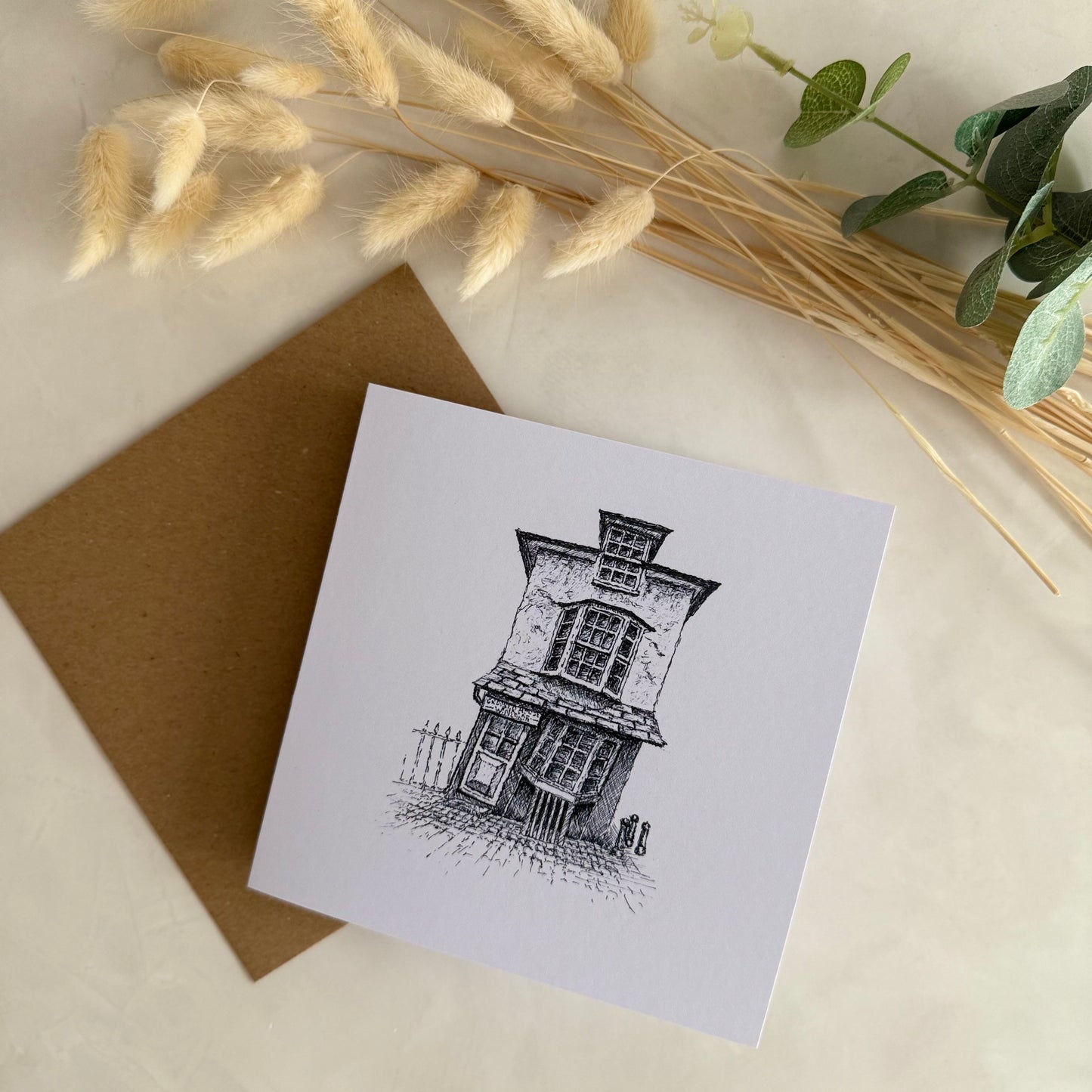 Pack of 5 Square High Quality Greetings Cards - Crooked House