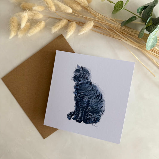 Pack of 5 Square High Quality Greetings Cards - Moody Moggy