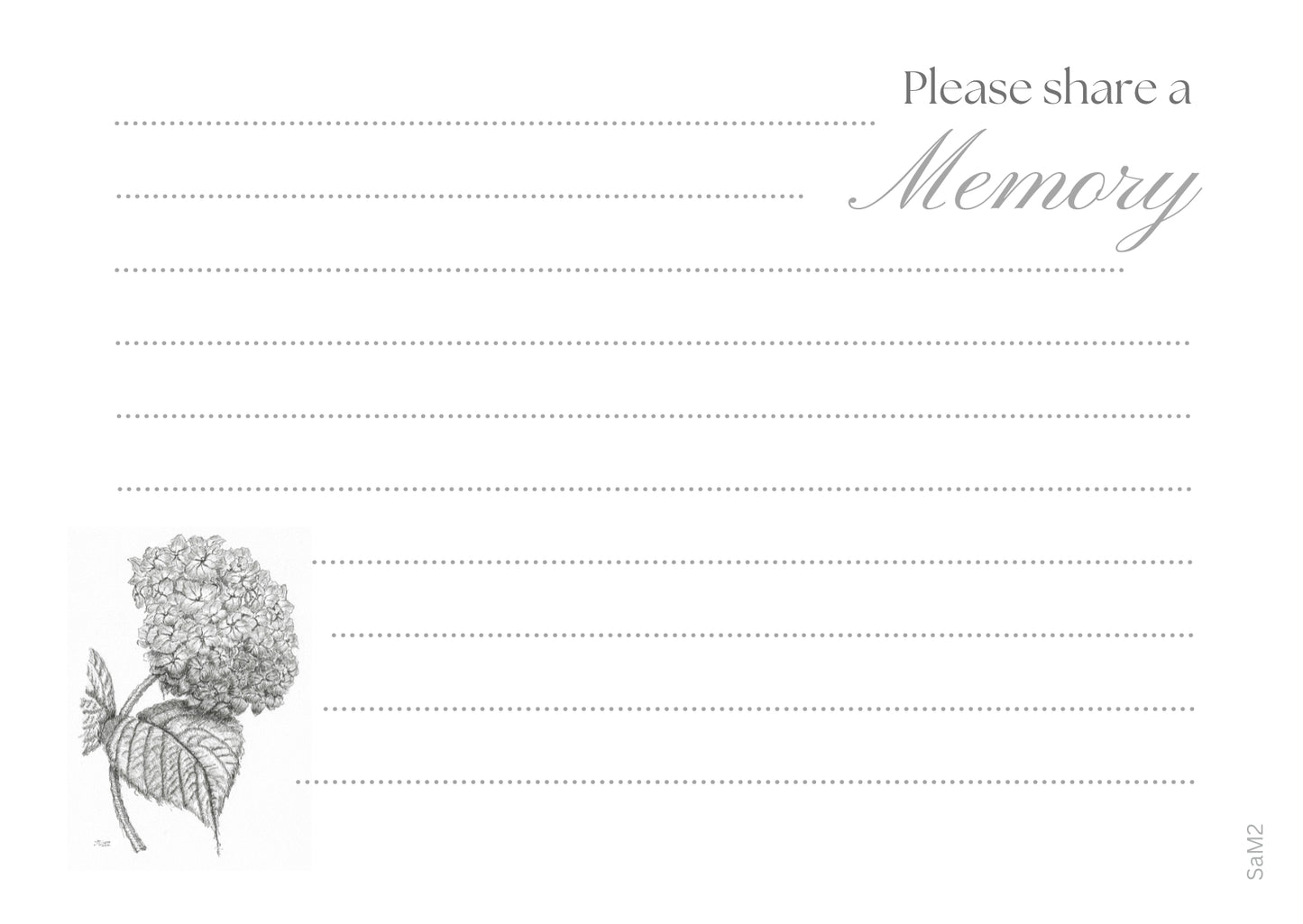 Pack of 100 'Share a Memory' Cards - Hydrangea Design A6