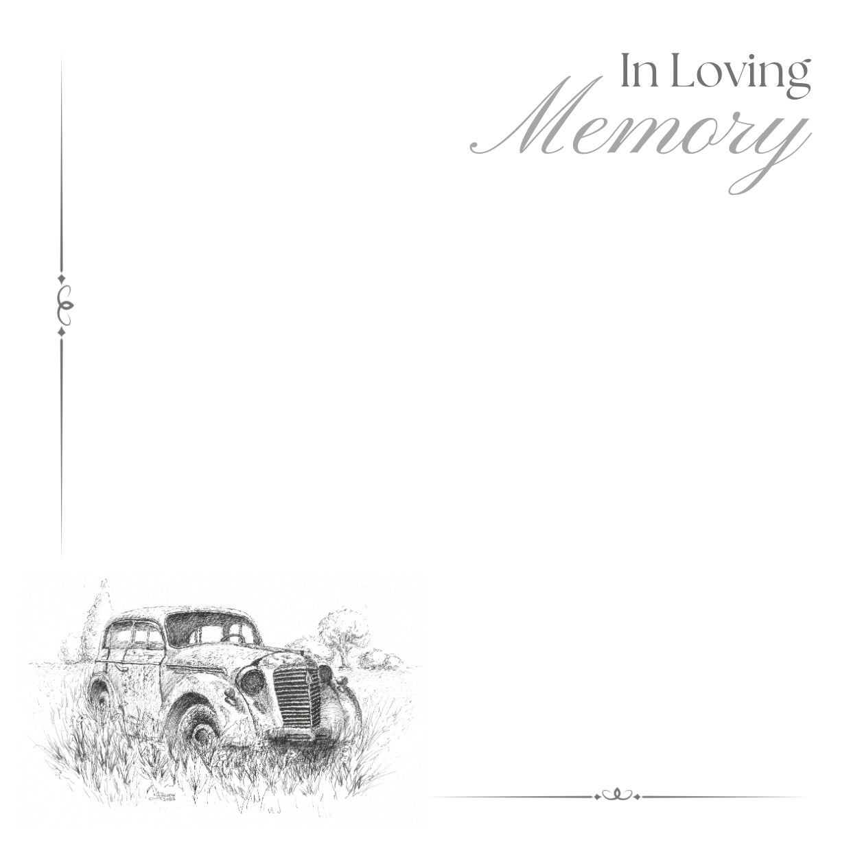 Pack of 5 High Quality Floral | Funeral Tribute Cards - In Loving Memory - Vintage Car