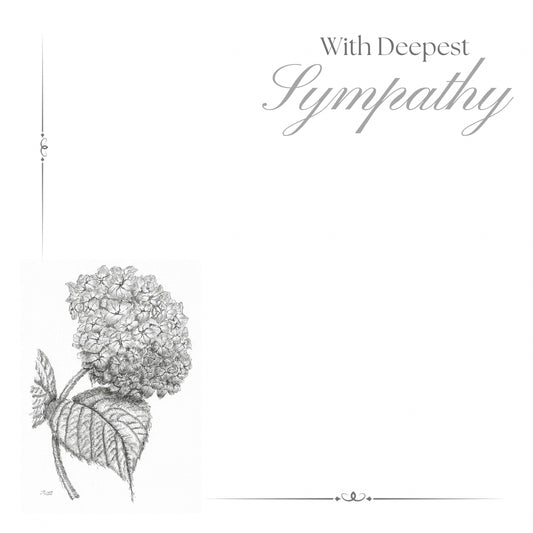 Pack of 5 High Quality Floral | Funeral Tribute Cards - Deepest Sympathy - Hydrangea